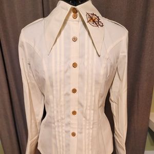 Neo-Ludwig off white long sleeve Steampunk blouse size XL
